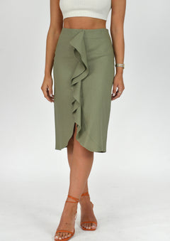 Najah Linen Skirt Green
