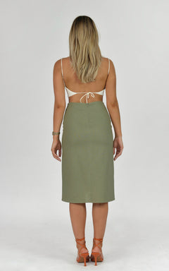 Najah Linen Skirt Green