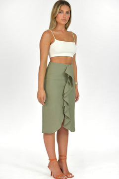 Najah Linen Skirt Green