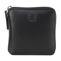 Apple Leather Small Zip Wallet Black