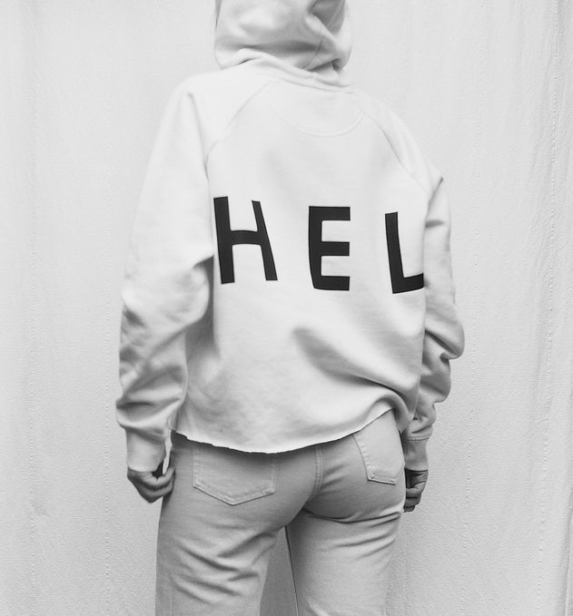 HEL N° 16 | Cropped Raw White Hoodie