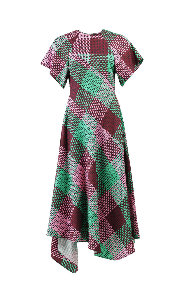 Klosters Asymmetric Dress Checked Green