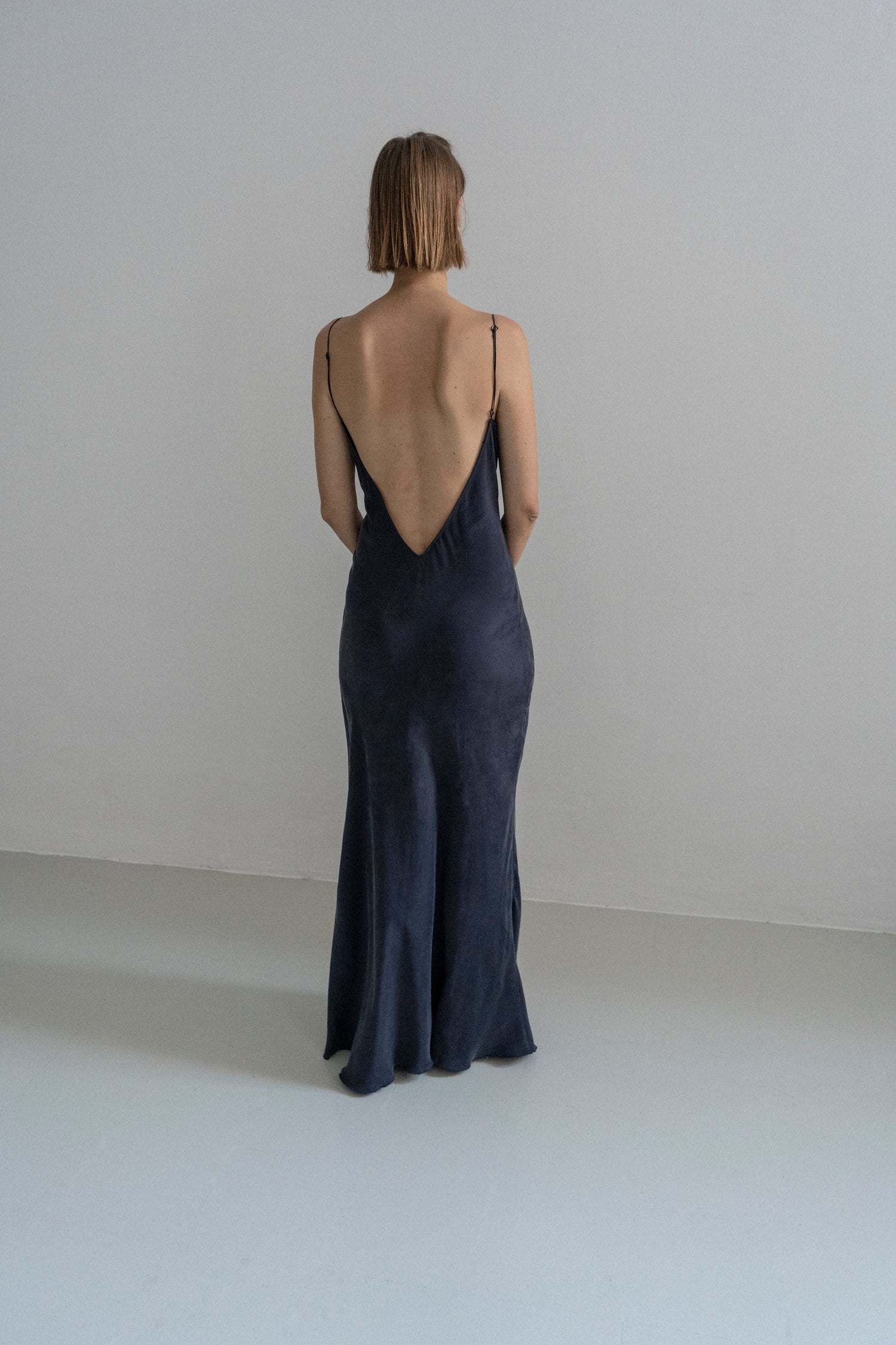 Ukraine Victory Cupro Navy Long Dress