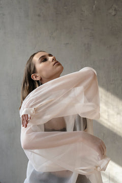 Offwhite Silk Weightless Crossover Blouse