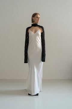 Lyman White Handmade Embroidery Long Slip Dress