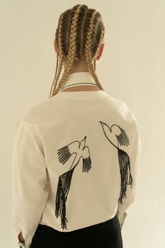 Peace Handmade Embroidery Shirt White