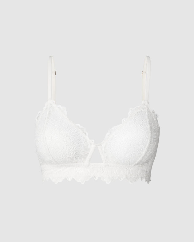 Lace Cut-Out Triangle Bralette Off White