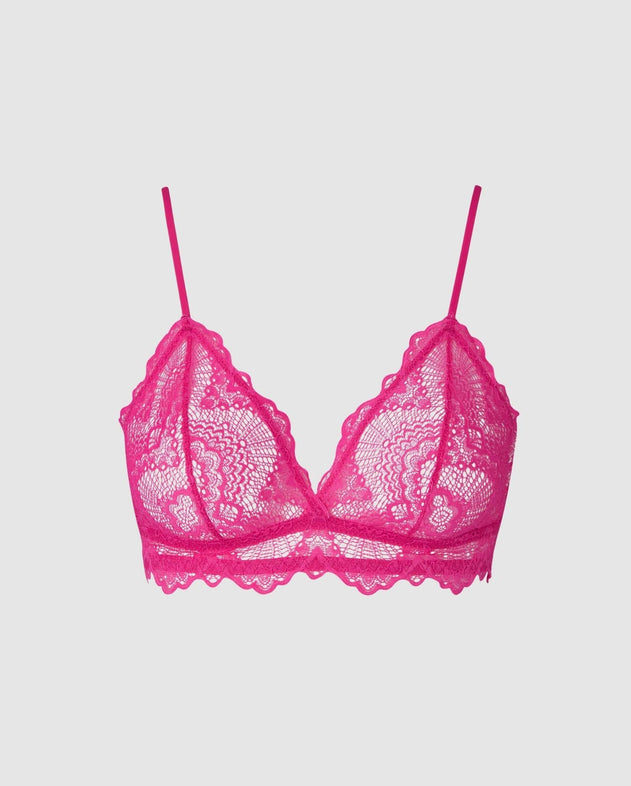 Lace Triangle Bralette Hot Pink
