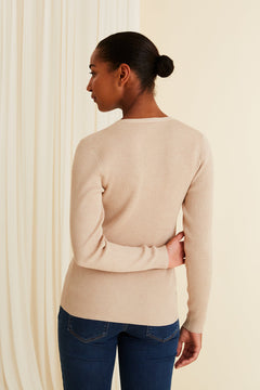 May Fitted Viscose Knit Top Sand