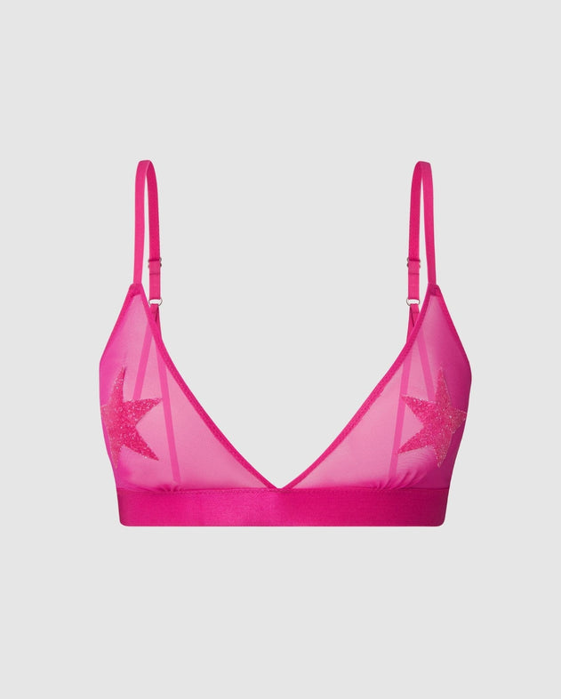Mesh Triangle Bralette Hot Pink