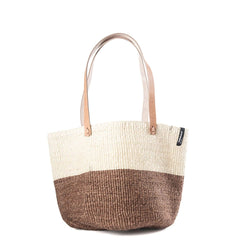 Kiondo Shopper Basket Natural And Dark Brown Duo M