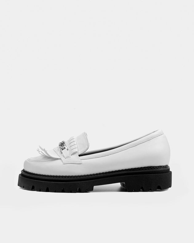 Chunky Loafers Grape Leather Loafers White