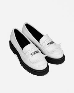 Chunky Loafers Grape Leather Loafers White