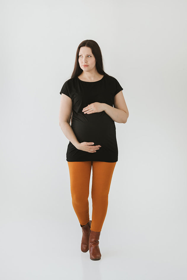 Cap Sleeve Maternity Tunic Black