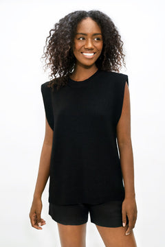 Napoli High Neck Knitted Top Black