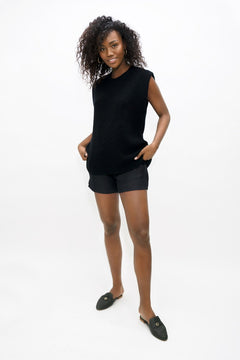 Napoli High Neck Knitted Top Black