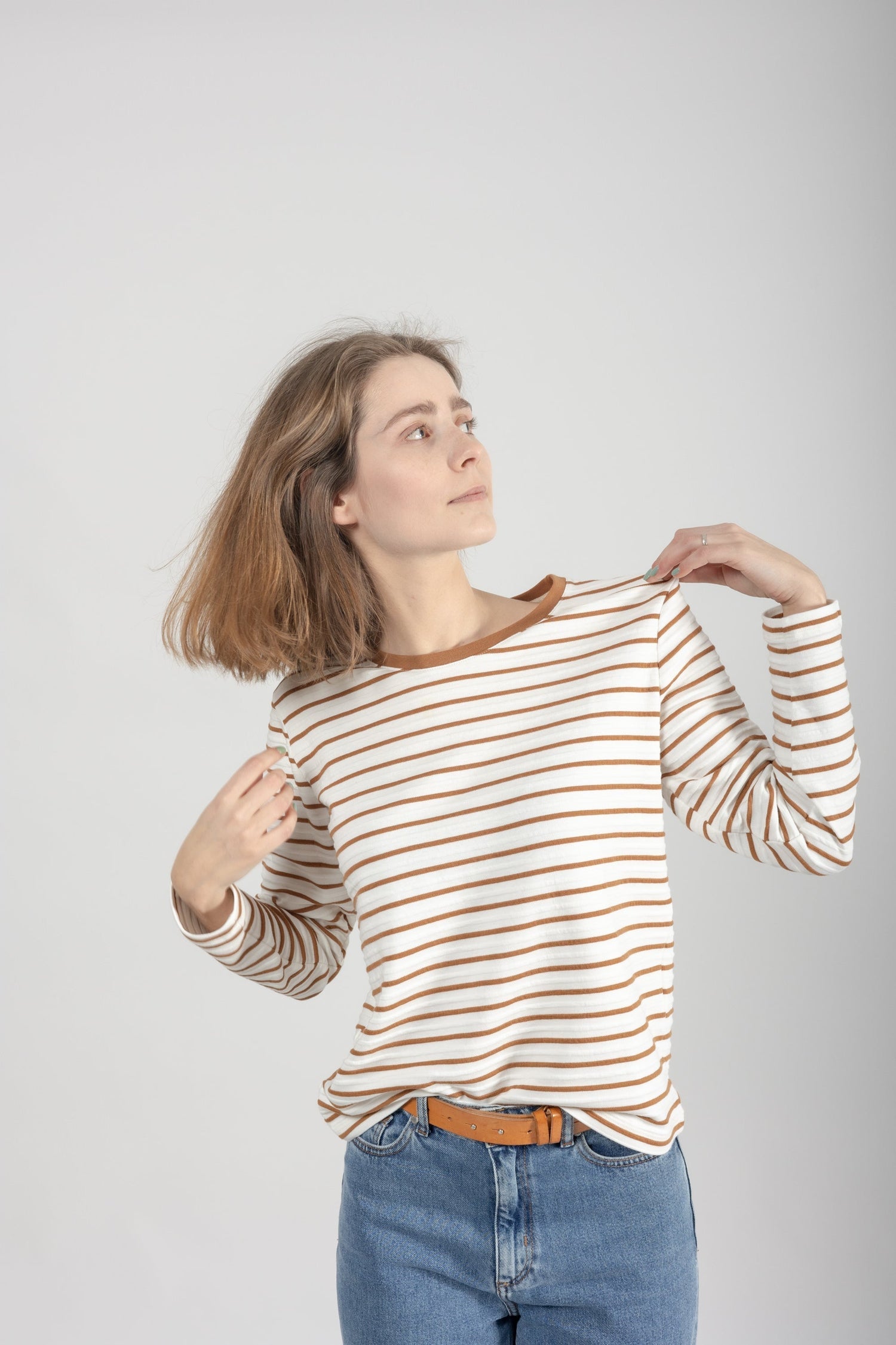Pavia Cotton Sweater Orange Stripes