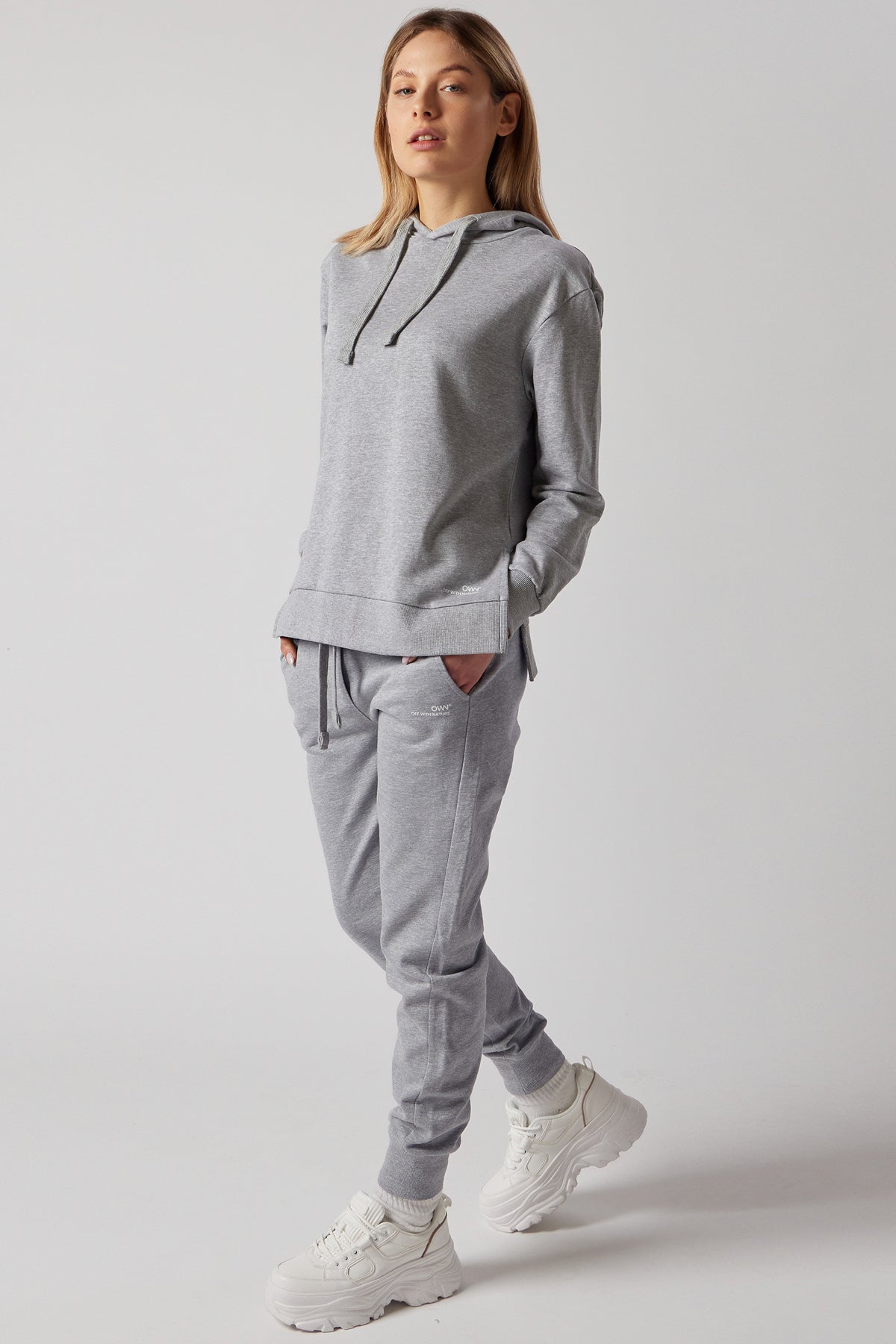 Women s Sweatsuit Set With Slits Grey IVALO.COM