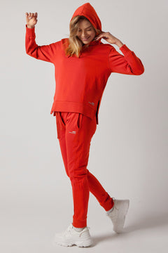 Women's Sweatsuit Set With Slits Tomato