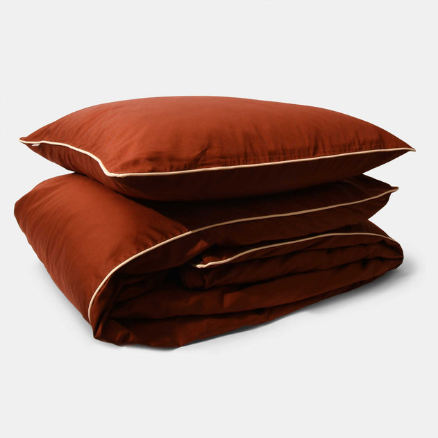 HOMEHAGEN Cotton Percale Bedding Set Brandy brown