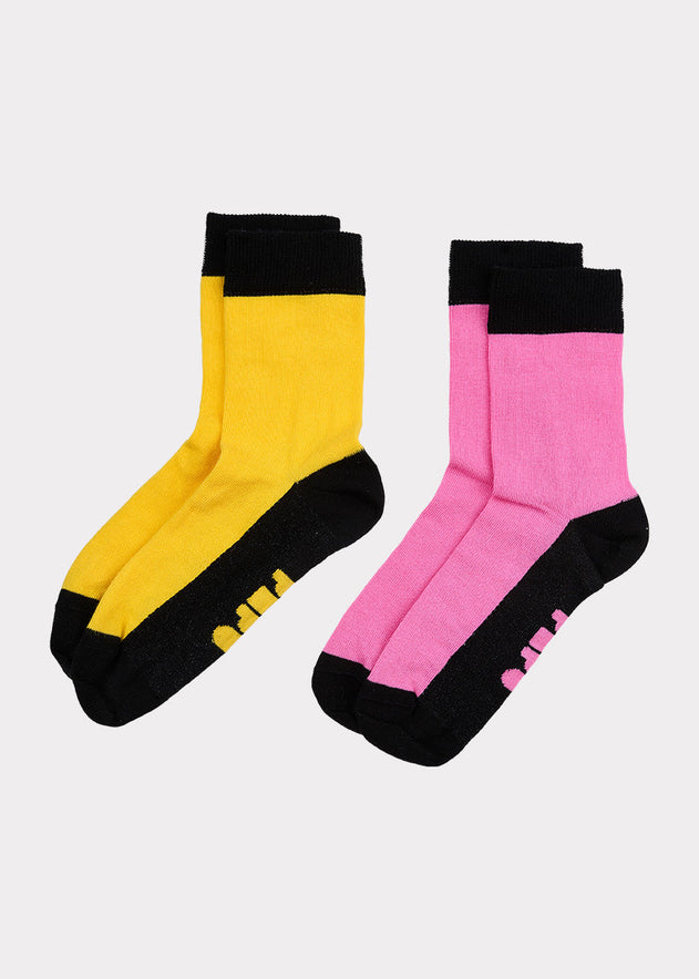 Papu Socks True Yellow and Pink 2-pack