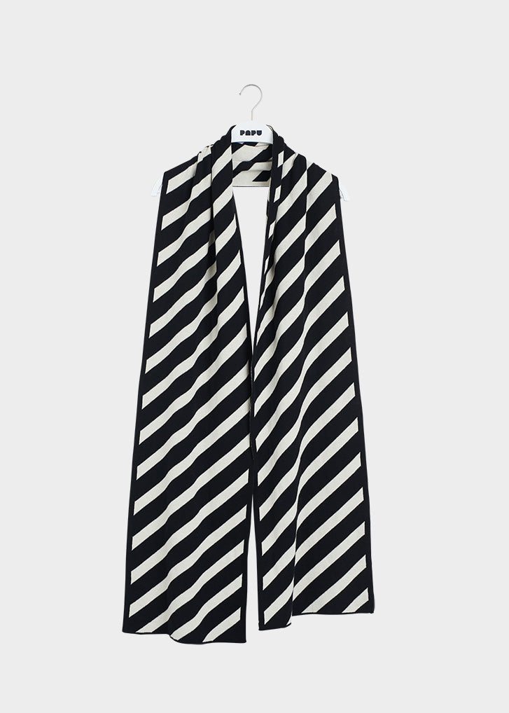 Stripe Oblong Scarf Black/White