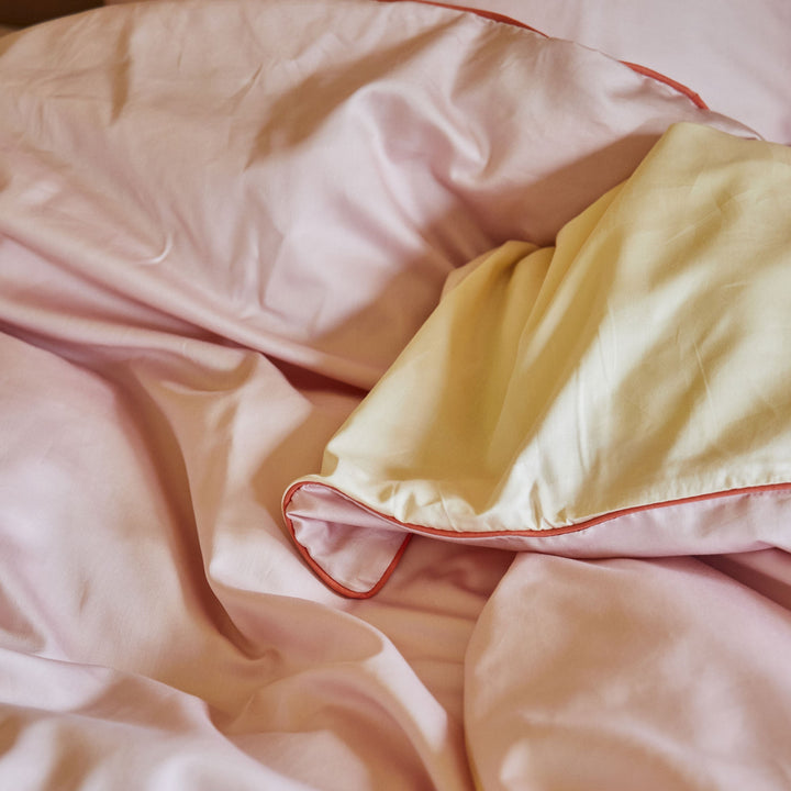 Homehagen - Cotton Sateen Pillowcase Pale Pink-Cream