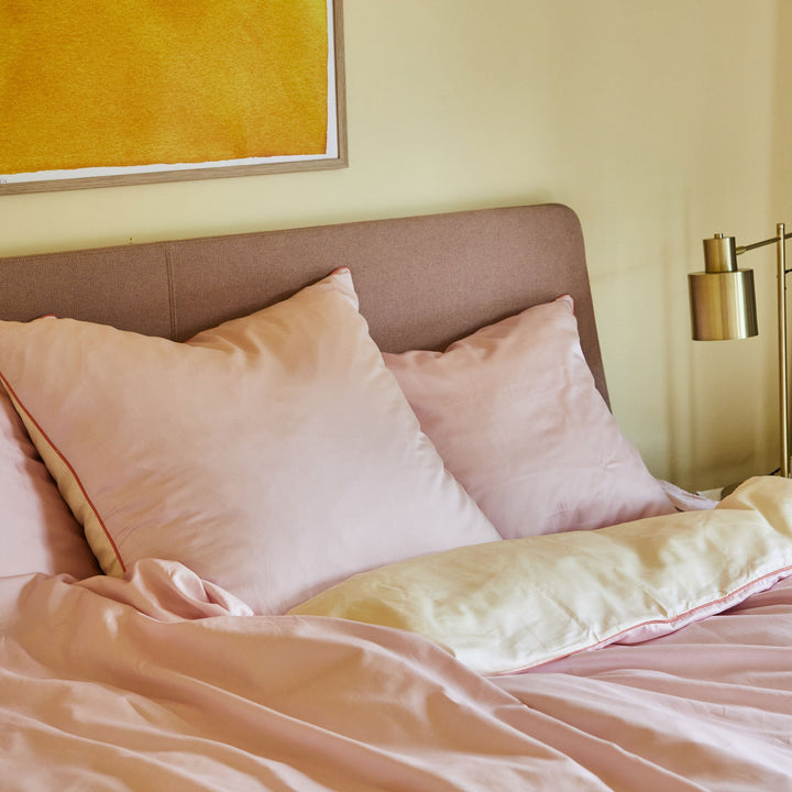 Homehagen - Cotton Sateen Pillowcase Pale Pink-Cream