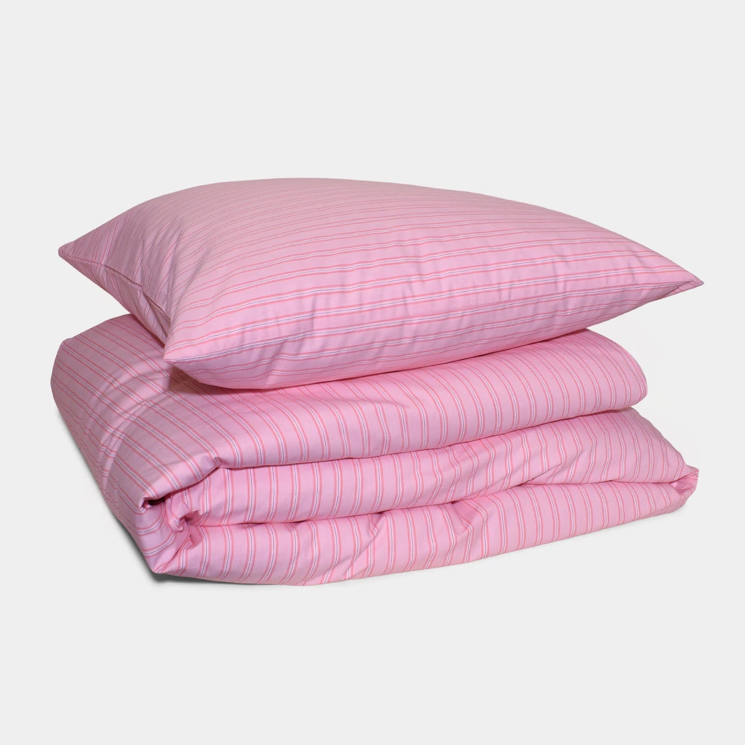 Cotton Percale Stripe Pillow Case Pink Shirt Stripe