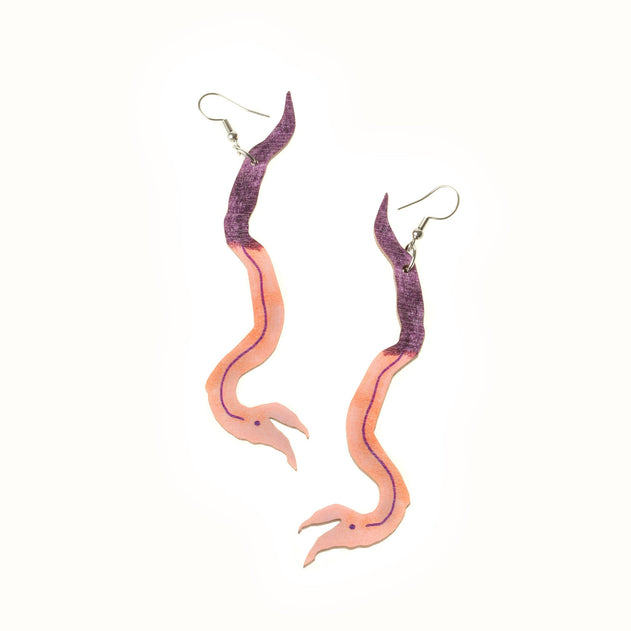 My Worms, My Friends #2 Earrings Pink-Purple