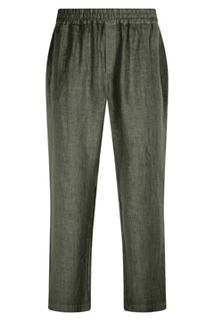 Linen Pants With Rib And Back Pockets