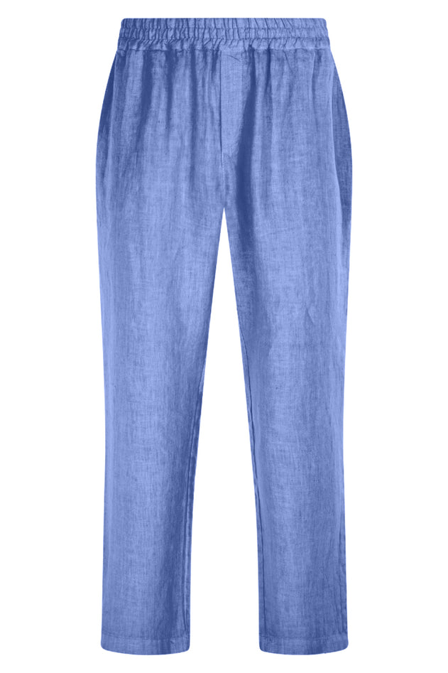 Linen Pants With Rib And Back Pockets