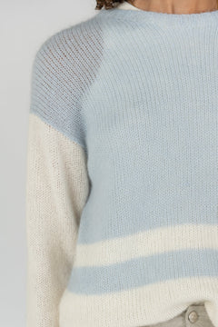 Block Stripe Knit Off-White/Light Blue
