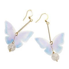 Butterfly Crystal Drop Earrings Purple