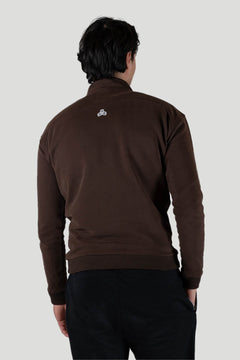 PF65.Wood Quarter Zip Sweater Walnut Brown