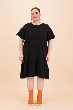 Ruffle T-Shirt Dress Black