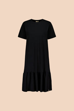 Ruffle T-Shirt Dress Black