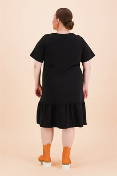 Ruffle T-Shirt Dress Black