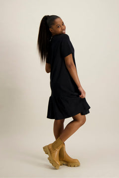 Ruffle T-Shirt Dress Black