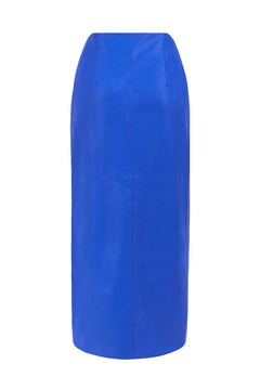 Emily Midi Faux-Leather Skirt Blue