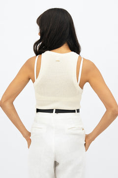 Sao Paulo Racer Knitted Top White