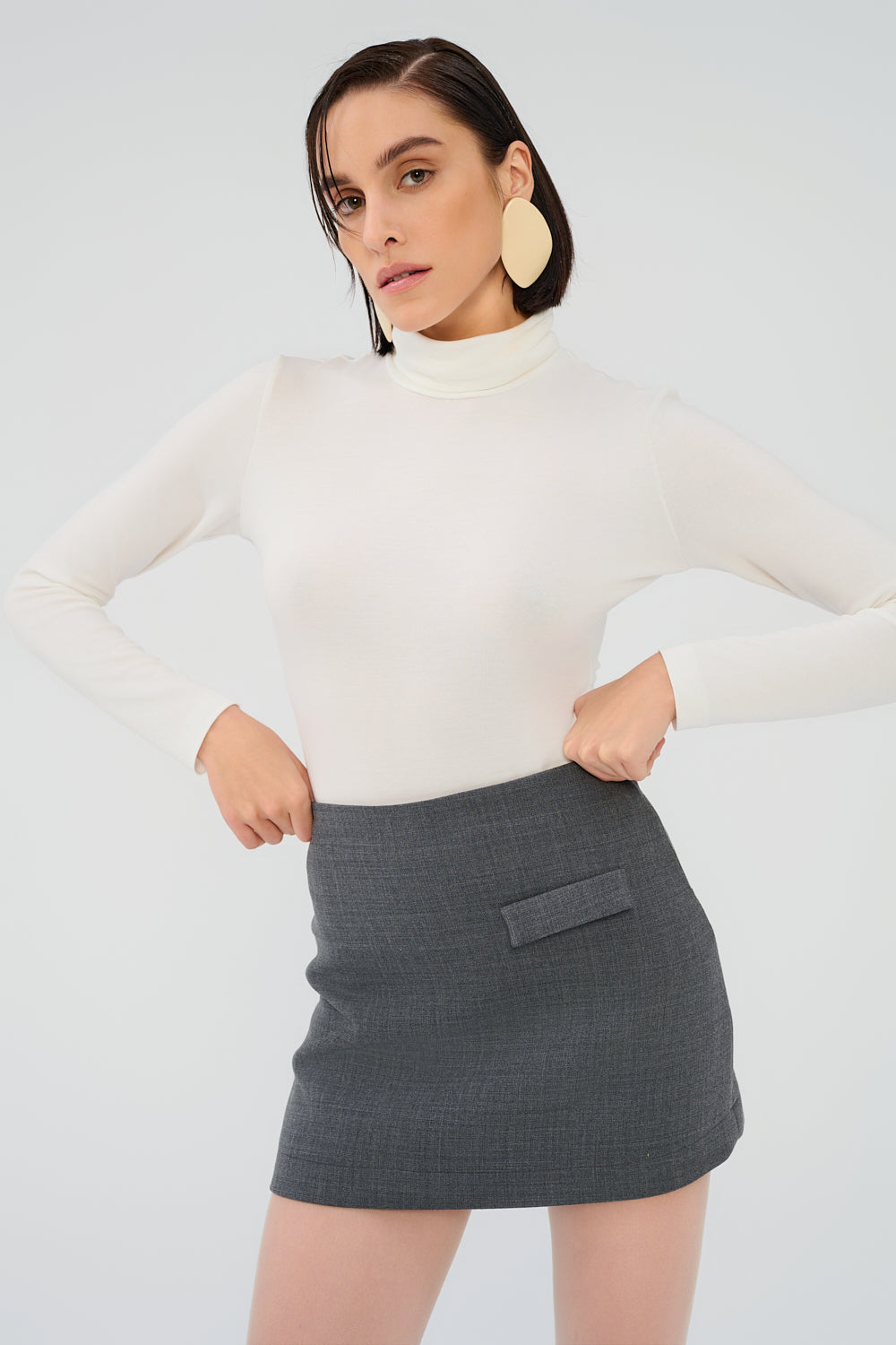 Saint Body Mini Skirt Wool Grey