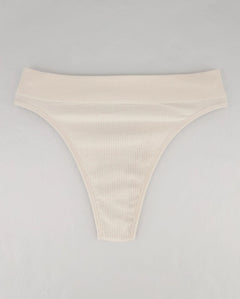 Seamless Ribbed High Cut String Crispy Cream