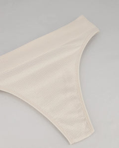 Seamless Ribbed High Cut String Crispy Cream