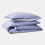 Homehagen - Cotton Percale Duvet Cover Set Navy Stripe & Blue Piping, image no.1