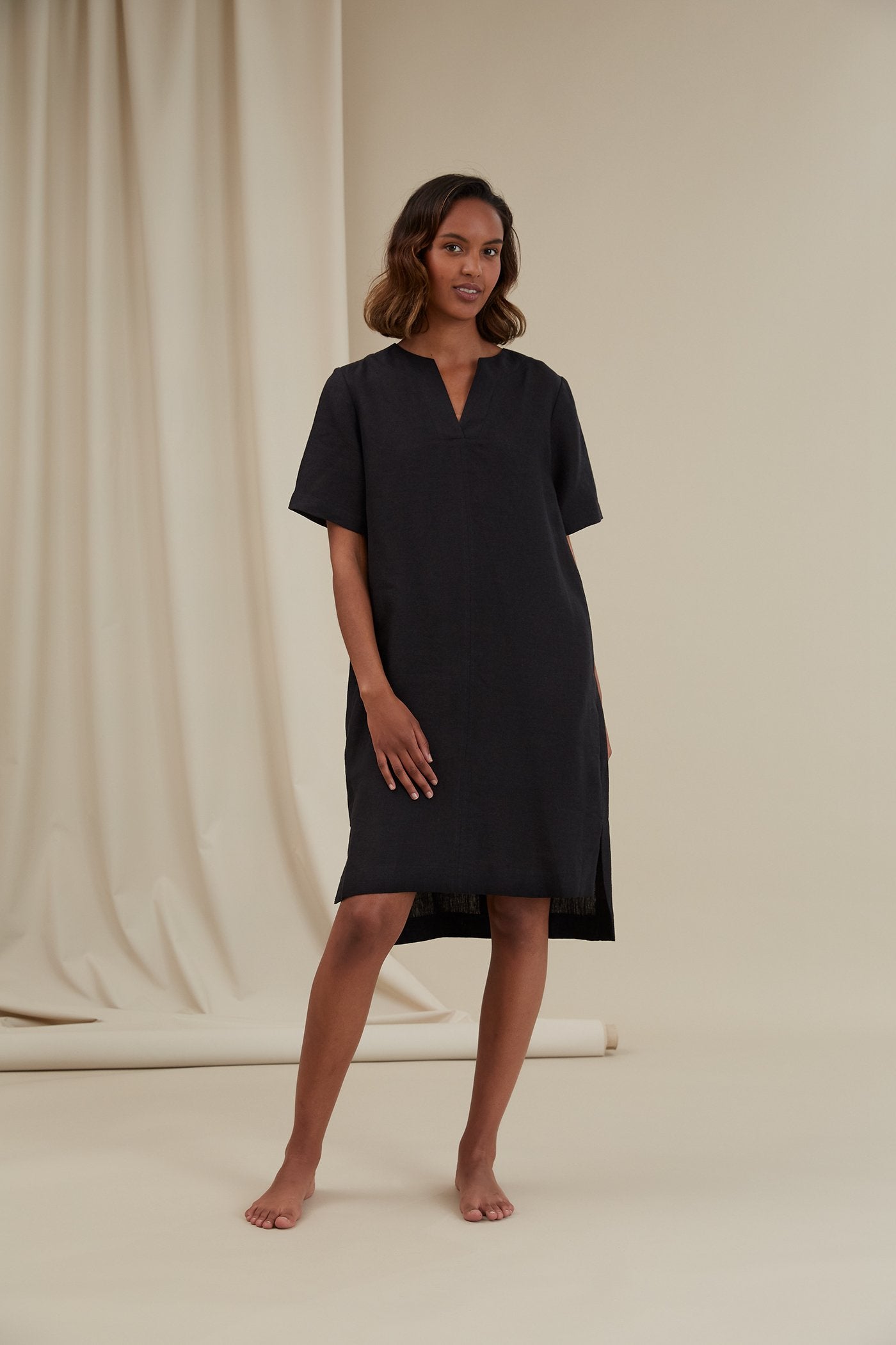 Sheena Linen Dress Black