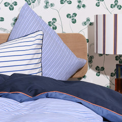 Cotton Percale Duvet Cover Set Blue Shirt Stripe