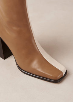 South Bicolor Leather Boots Camel & Beige