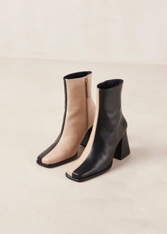 South Bicolor Leather Boots Stone Beige & Black