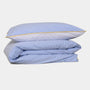 Homehagen - Cotton Percale Duvet Cover Set Light Blue Stripe & Yellow Piping, image no.1